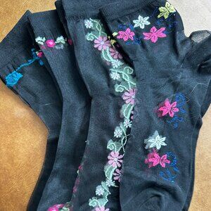 NWT - Lacy Sheer Decorative Socks, Black, Women's